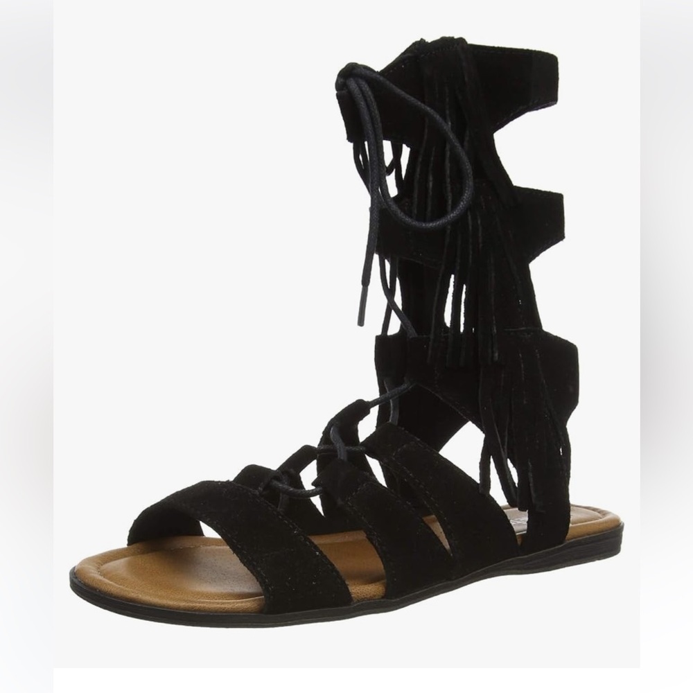 Minnetonka Black Suede Fringe Gladiator Sandals